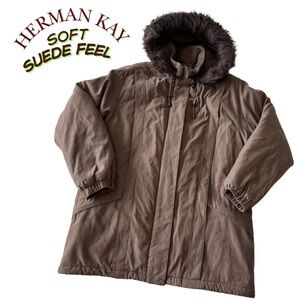 Herman Kay Women's Medium Winter Coat Detachable Hood Faux Fur Warm Jacket